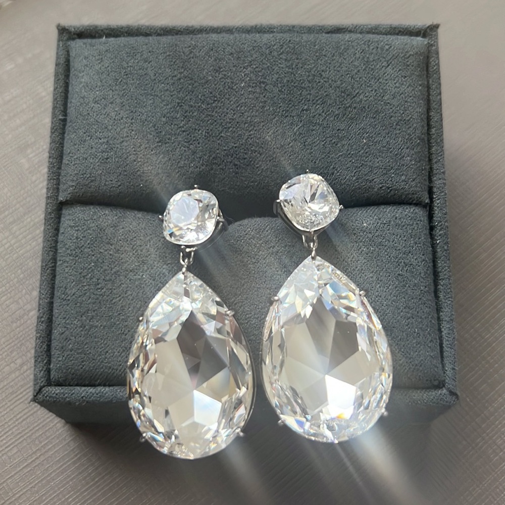 Alexander McQueen Faceted Teardrop Crystal Earrings